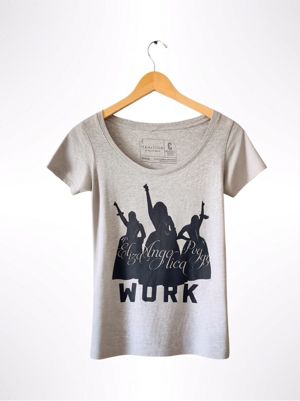Hamilton Musical Official Schuyler Sisters WORK Tee Heather Gray Medium